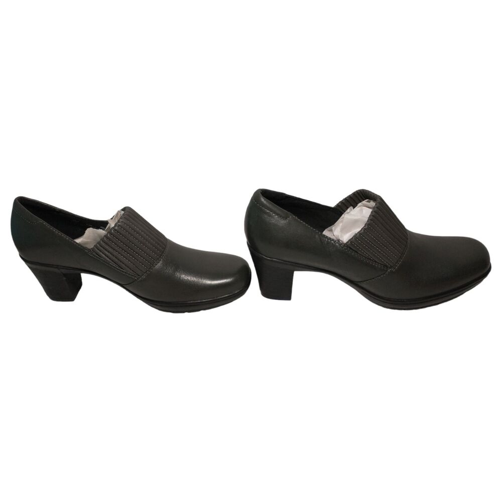 Clarks Womens Bendables Gray Leather Size 8.5M Thoughtful Q Comfort Block Heels - Picture 5 of 9
